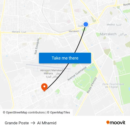 Main Post Office to Al Mhamid map