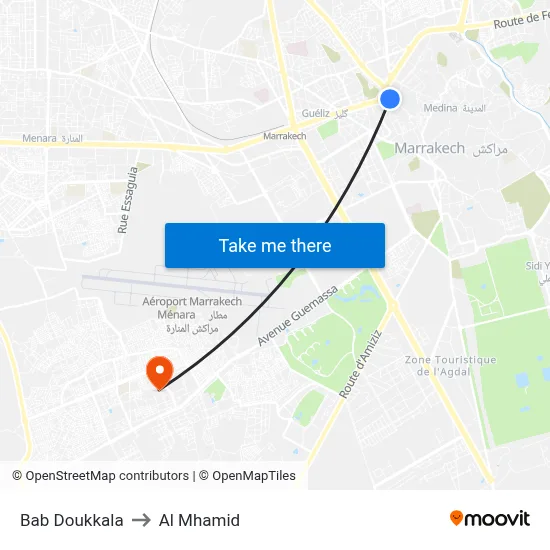 Bab Doukkala to Al Mhamid map