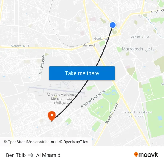 Ben Tbib to Al Mhamid map