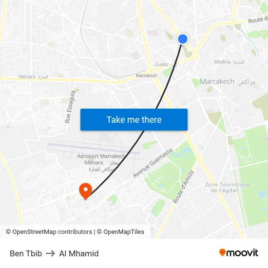 Ben Tbib to Al Mhamid map