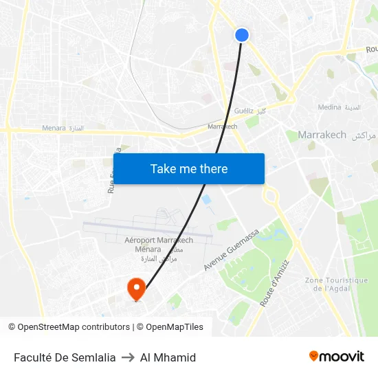 Faculté De Semlalia to Al Mhamid map