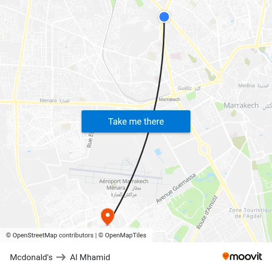 Mcdonald's to Al Mhamid map