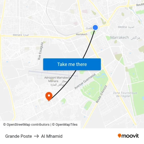 Grande Poste to Al Mhamid map