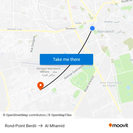 Rond-Point Berdii to Al Mhamid map
