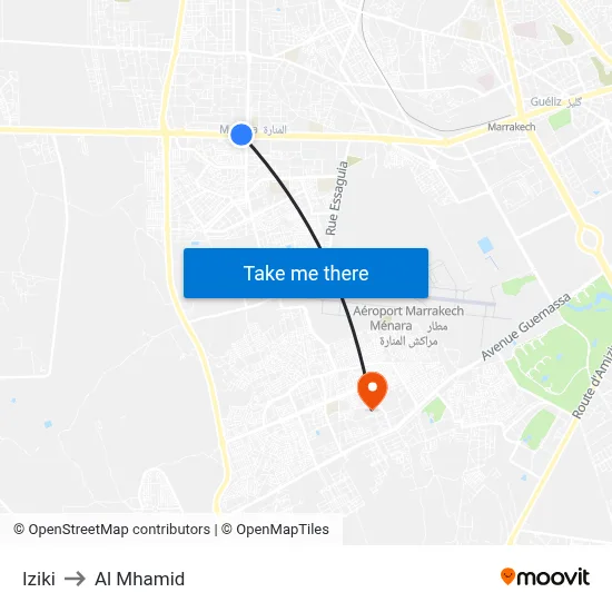 Iziki to Al Mhamid map