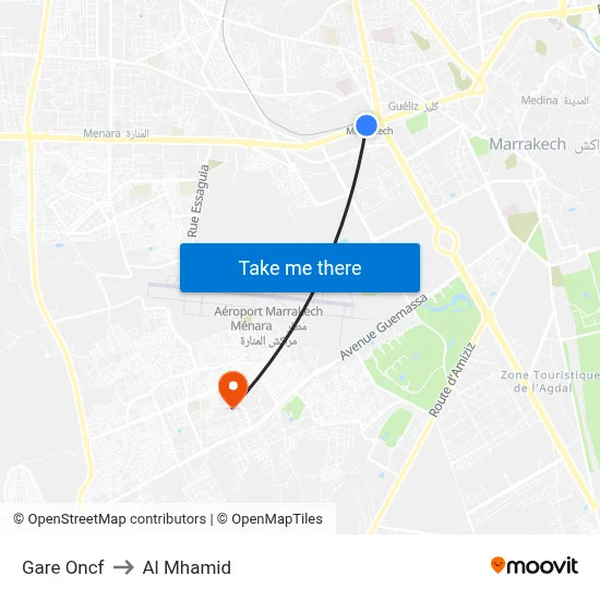 Gare Oncf to Al Mhamid map