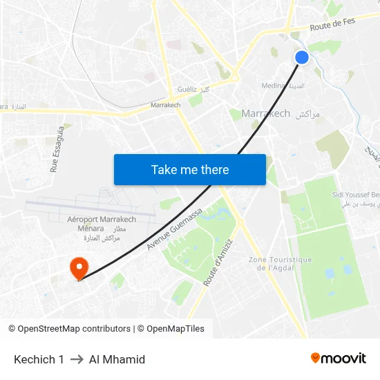 Kechich 1 to Al Mhamid map