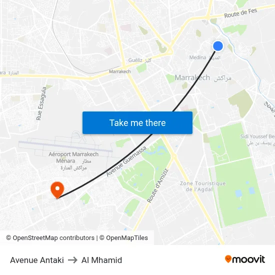 Antaki Avenue to Al Mhamid map
