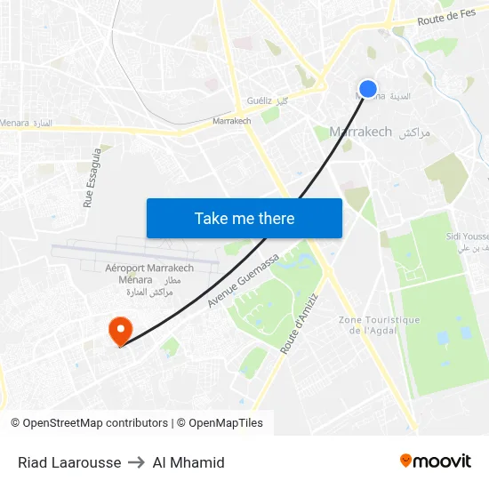 Riad Laarousse to Al Mhamid map