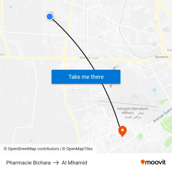 Pharmacie Bichara to Al Mhamid map
