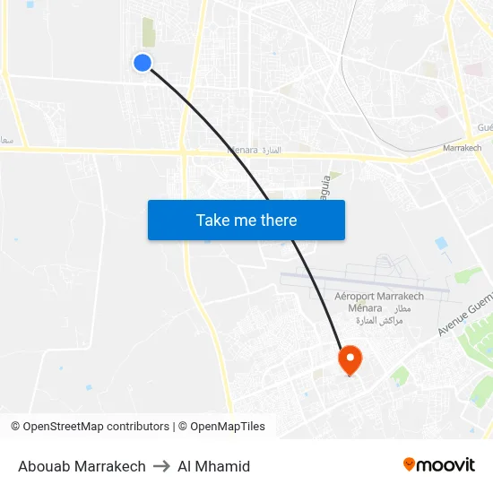 Abouab Marrakech to Al Mhamid map
