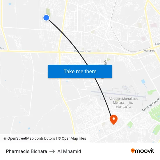 Pharmacie Bichara to Al Mhamid map