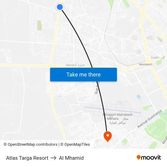 Atlas Targa Resort to Al Mhamid map