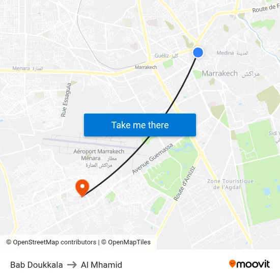 Bab Doukkala to Al Mhamid map