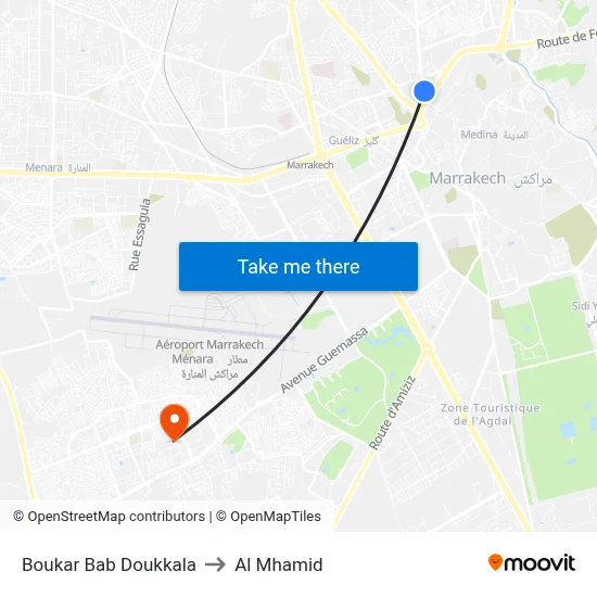 Boukar Bab Doukkala to Al Mhamid map