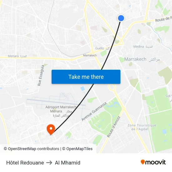 Hôtel Redouane to Al Mhamid map