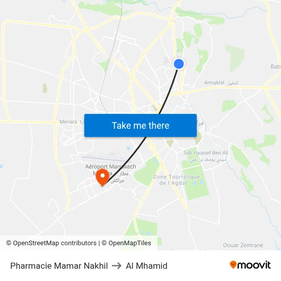Pharmacie Mamar Nakhil to Al Mhamid map
