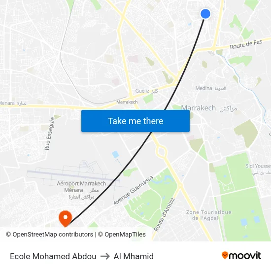Ecole Mohamed Abdou to Al Mhamid map