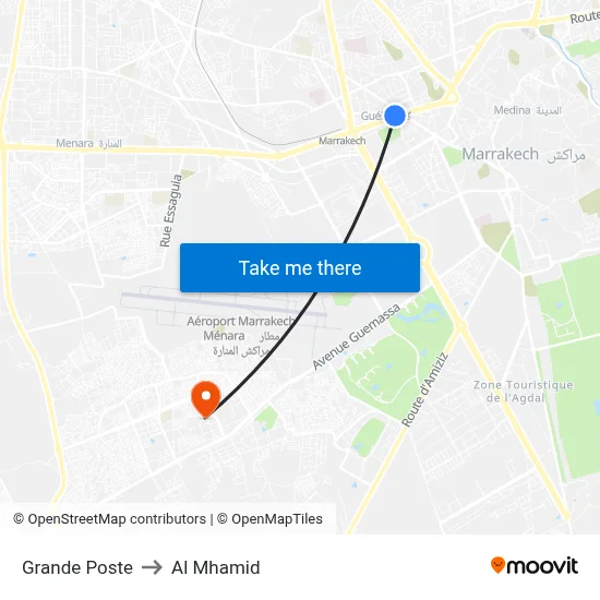 Grande Poste to Al Mhamid map