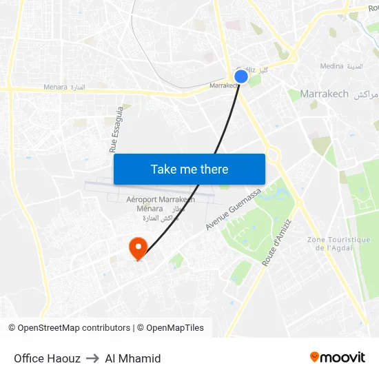Haouz Office to Al Mhamid map