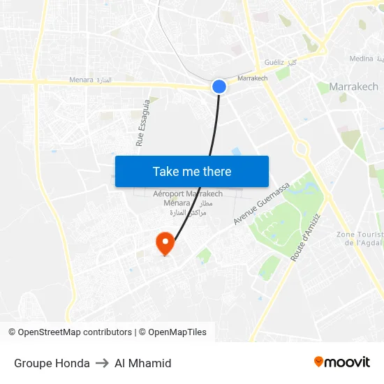 Groupe Honda to Al Mhamid map