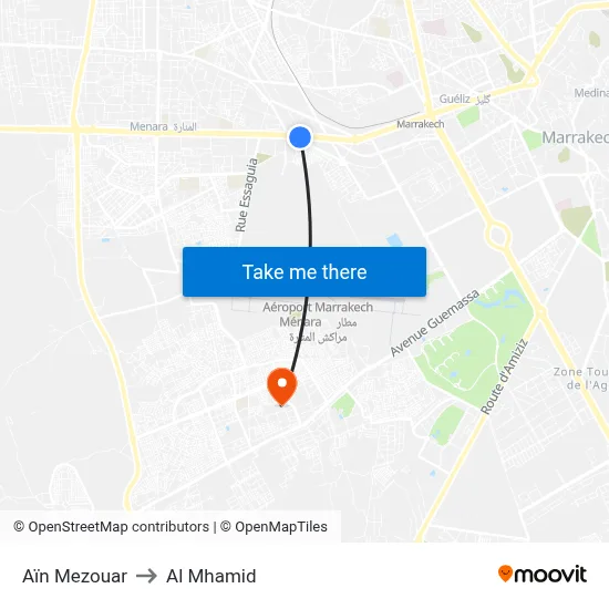 Aïn Mezouar to Al Mhamid map