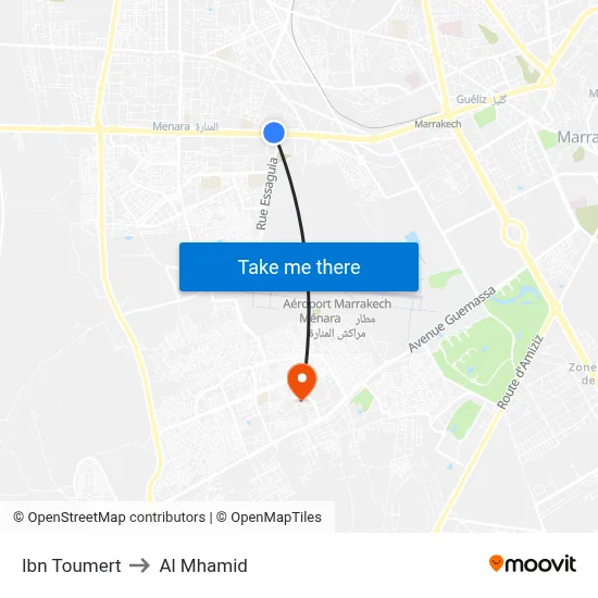 Ibn Toumert to Al Mhamid map