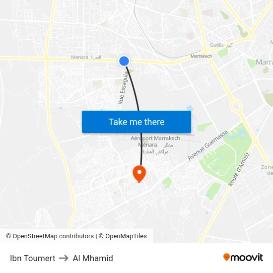 Ibn Toumert to Al Mhamid map