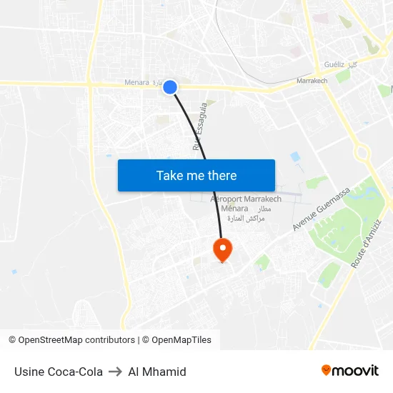 Usine Coca-Cola to Al Mhamid map