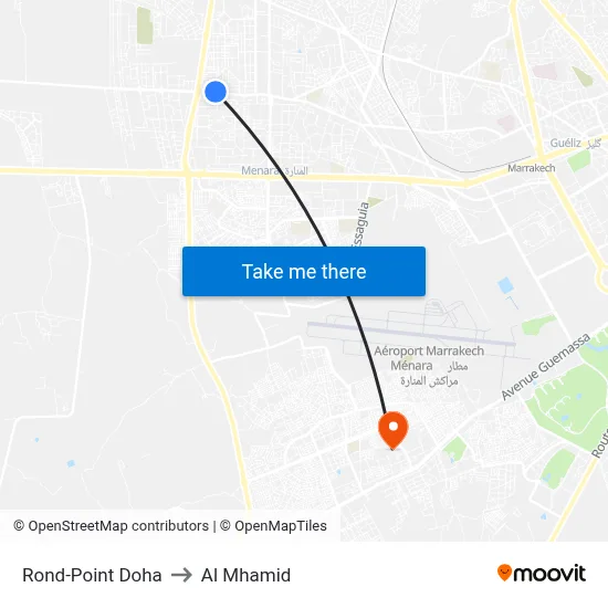 Rond-Point Doha to Al Mhamid map