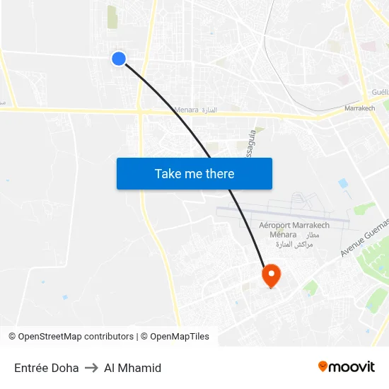 Entrée Doha to Al Mhamid map