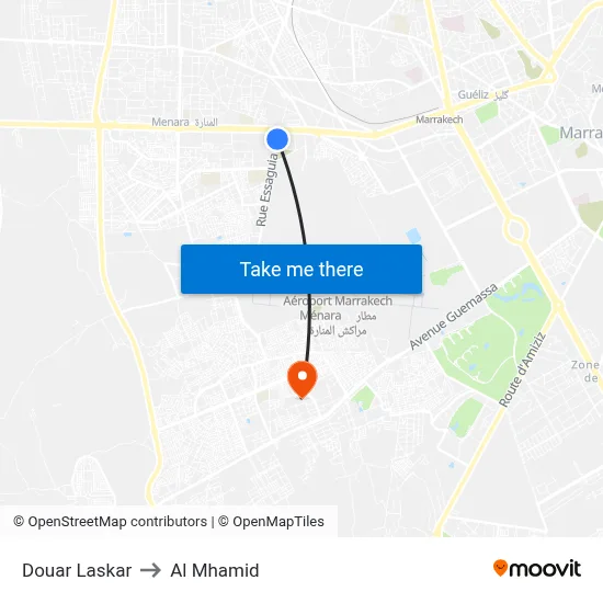Douar Laskar to Al Mhamid map