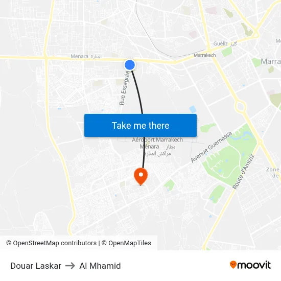 Douar Laskar to Al Mhamid map