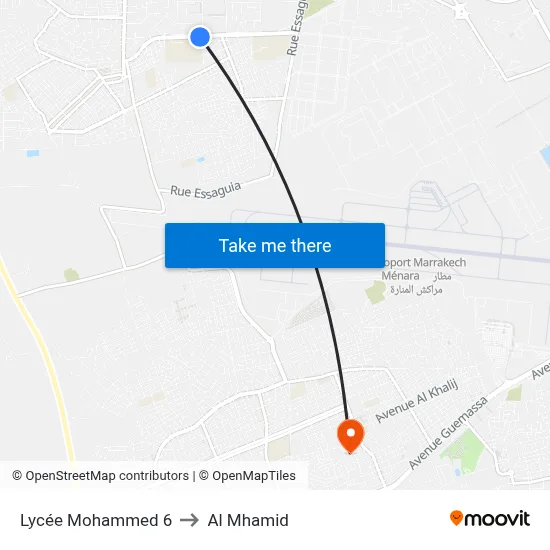 Lycée Mohammed 6 to Al Mhamid map