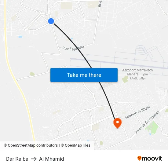 Dar Raiba to Al Mhamid map