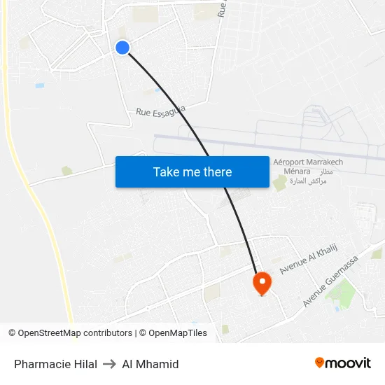 Pharmacie Hilal to Al Mhamid map