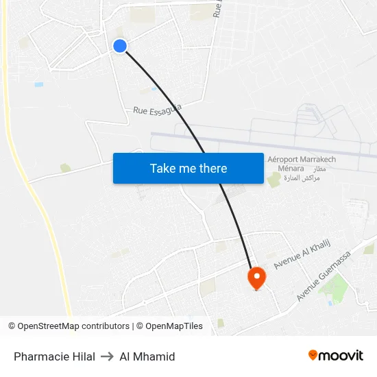 Pharmacie Hilal to Al Mhamid map