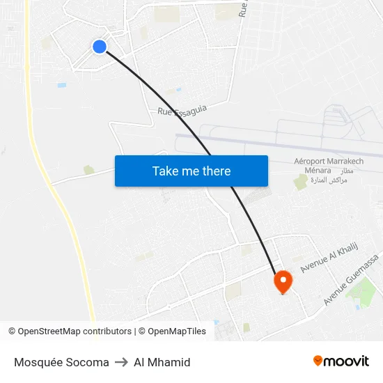 Socoma Mosque to Al Mhamid map