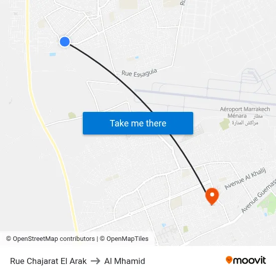 Rue Chajarat El Arak to Al Mhamid map