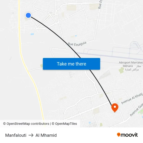 Manfalouti to Al Mhamid map