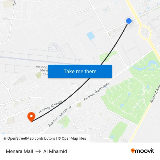 Menara Mall to Al Mhamid map