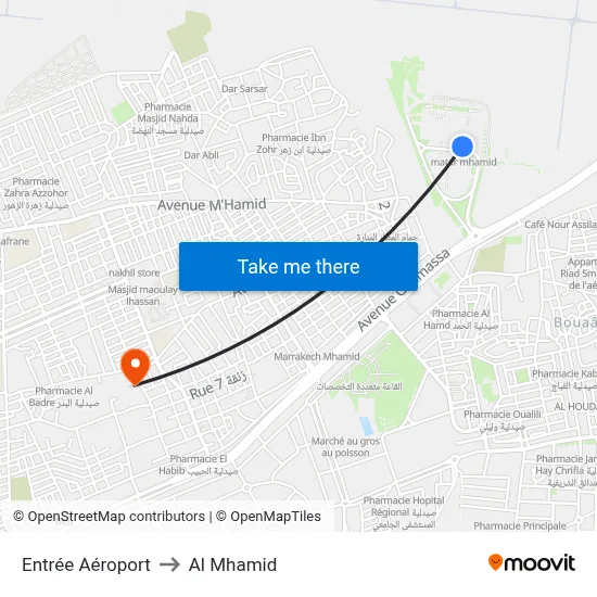Entrée Aéroport to Al Mhamid map