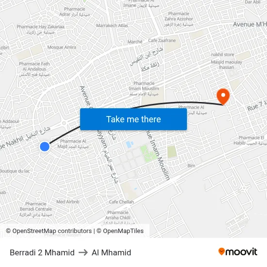 Berradi 2 Mhamid to Al Mhamid map