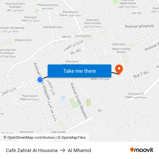 Café Zahrat Al Houssna to Al Mhamid map