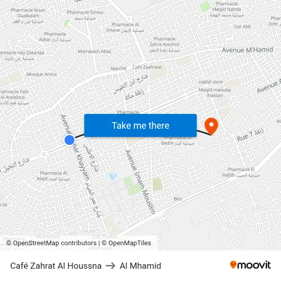 Café Zahrat Al Houssna to Al Mhamid map