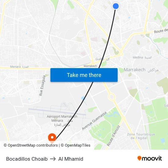 Bocadillos Choaib to Al Mhamid map