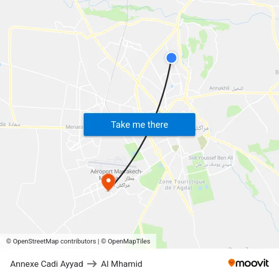 Annexe Cadi Ayyad to Al Mhamid map