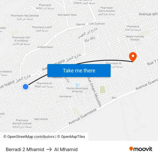Berradi 2 Mhamid to Al Mhamid map