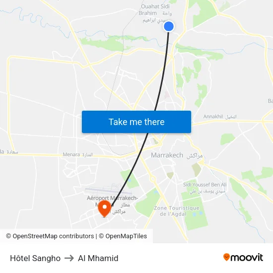 Hôtel Sangho to Al Mhamid map