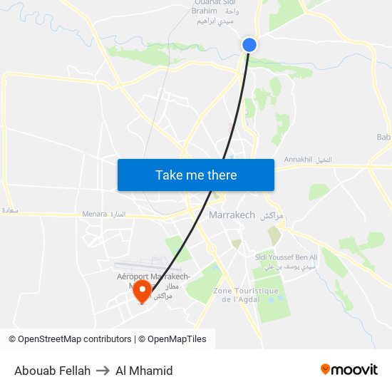 Abouab Fellah to Al Mhamid map